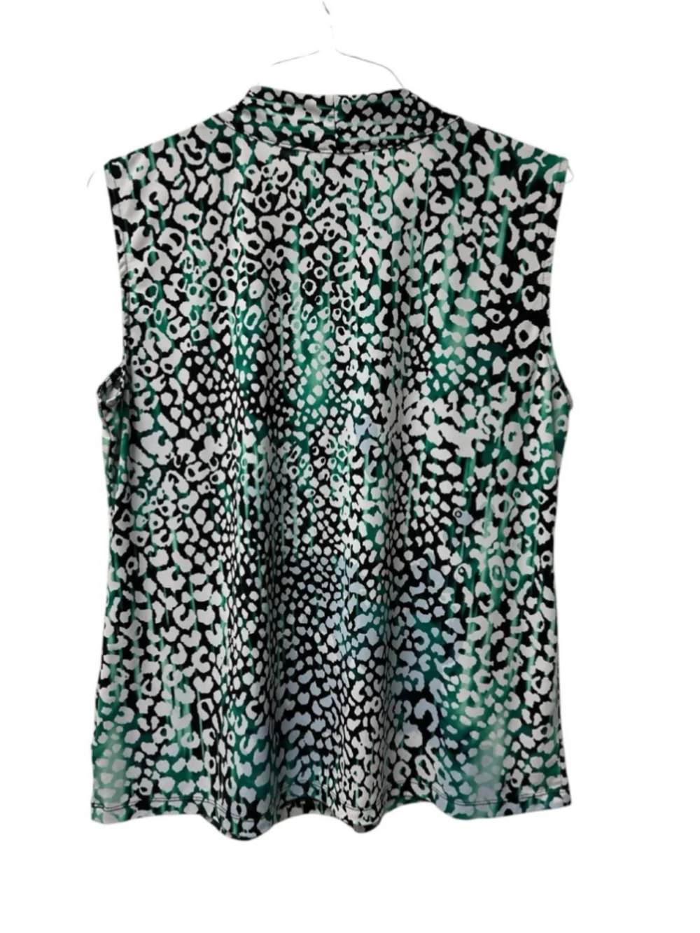 Dana Buchman Chic Sleeveless Career Blouse Womens XL Green & Black Animal Print - Picture 4 of 13
